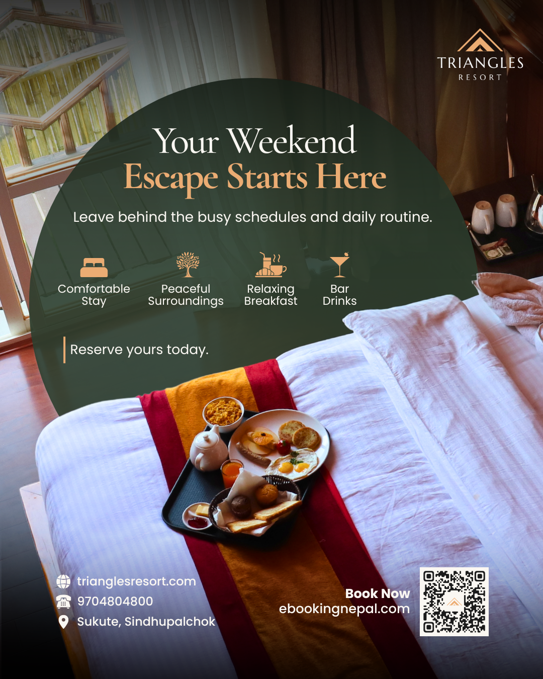 Triangles Resort poster design, variation 1